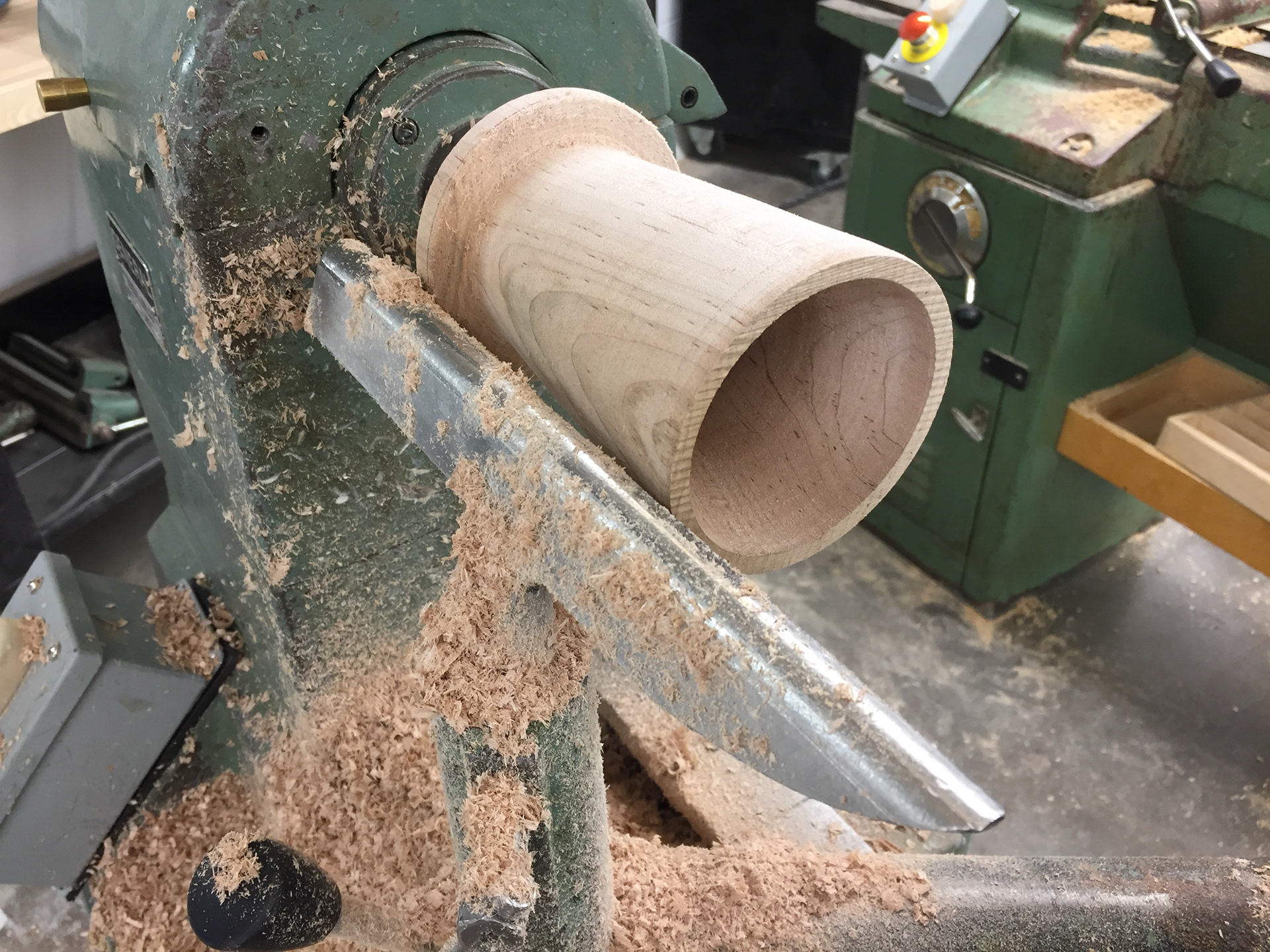 Woodturning a natural wood amplifier. A lot of wood dus--achoo! 2020